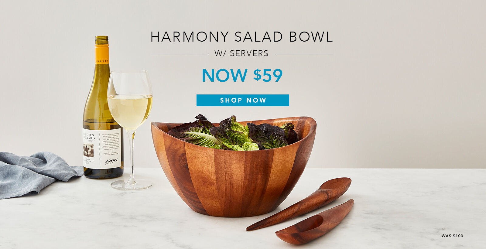 Harmony Salad Bowl w/Servers Now 59