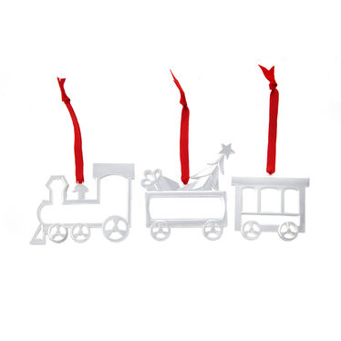 Mini Ornament Set - Train Engine, Toy Car, and Caboose (Set of 3)