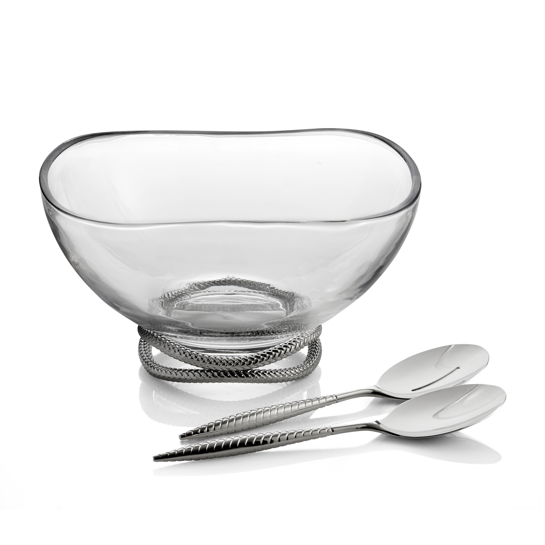 Braid Glass Salad Bowl w/ Servers image number null