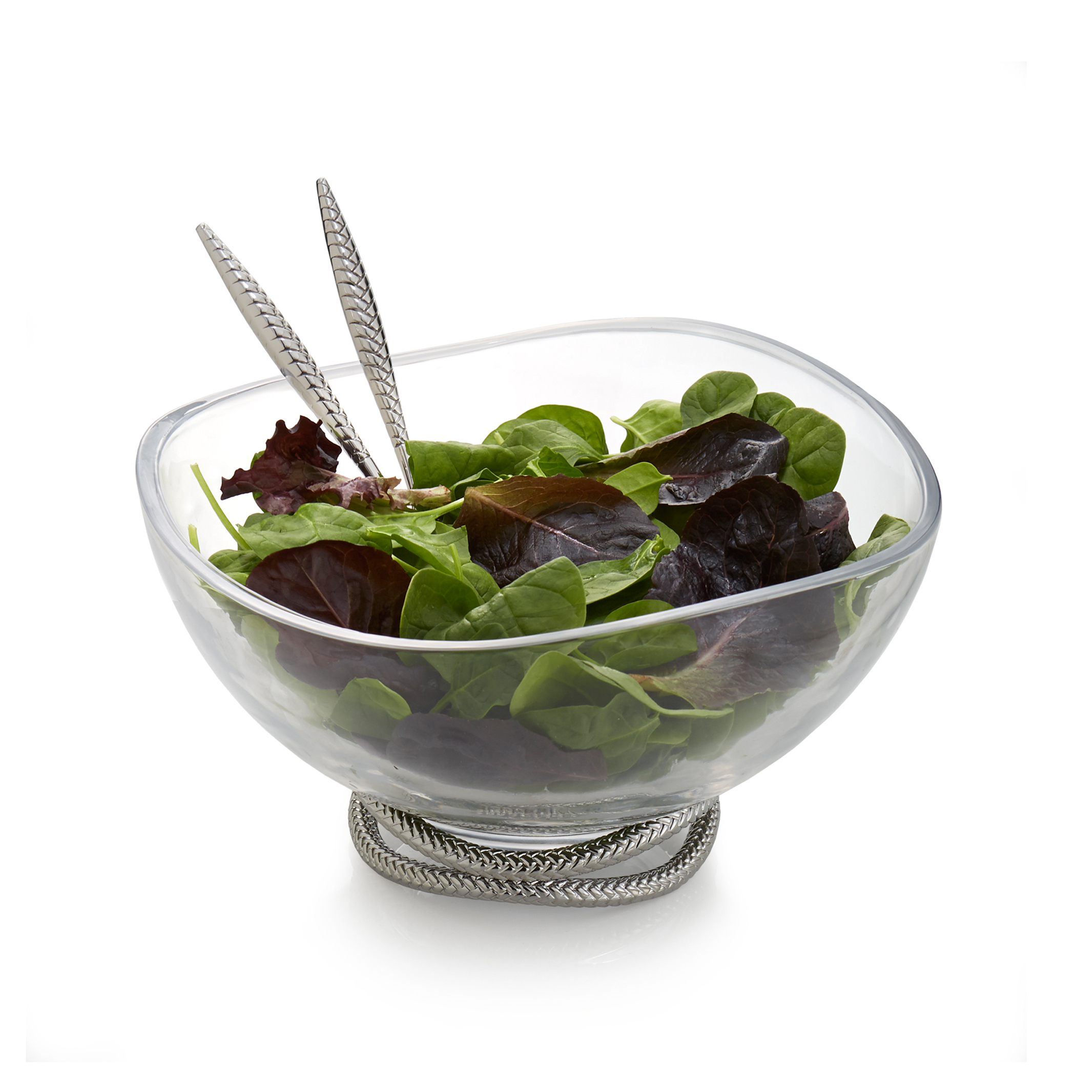 Braid Glass Salad Bowl w/ Servers image number null