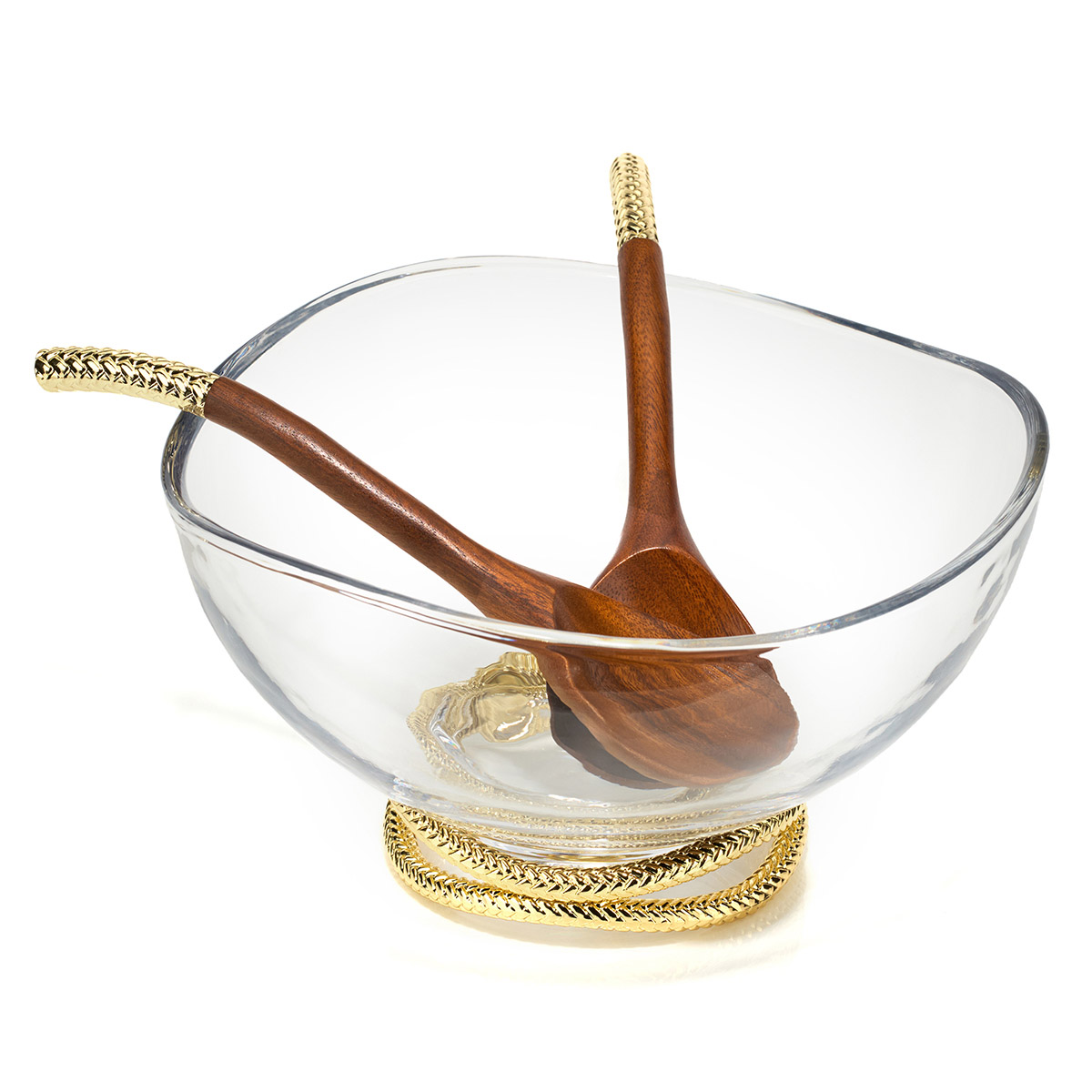 Braid Gold Glass Salad Bowl & Servers image number null