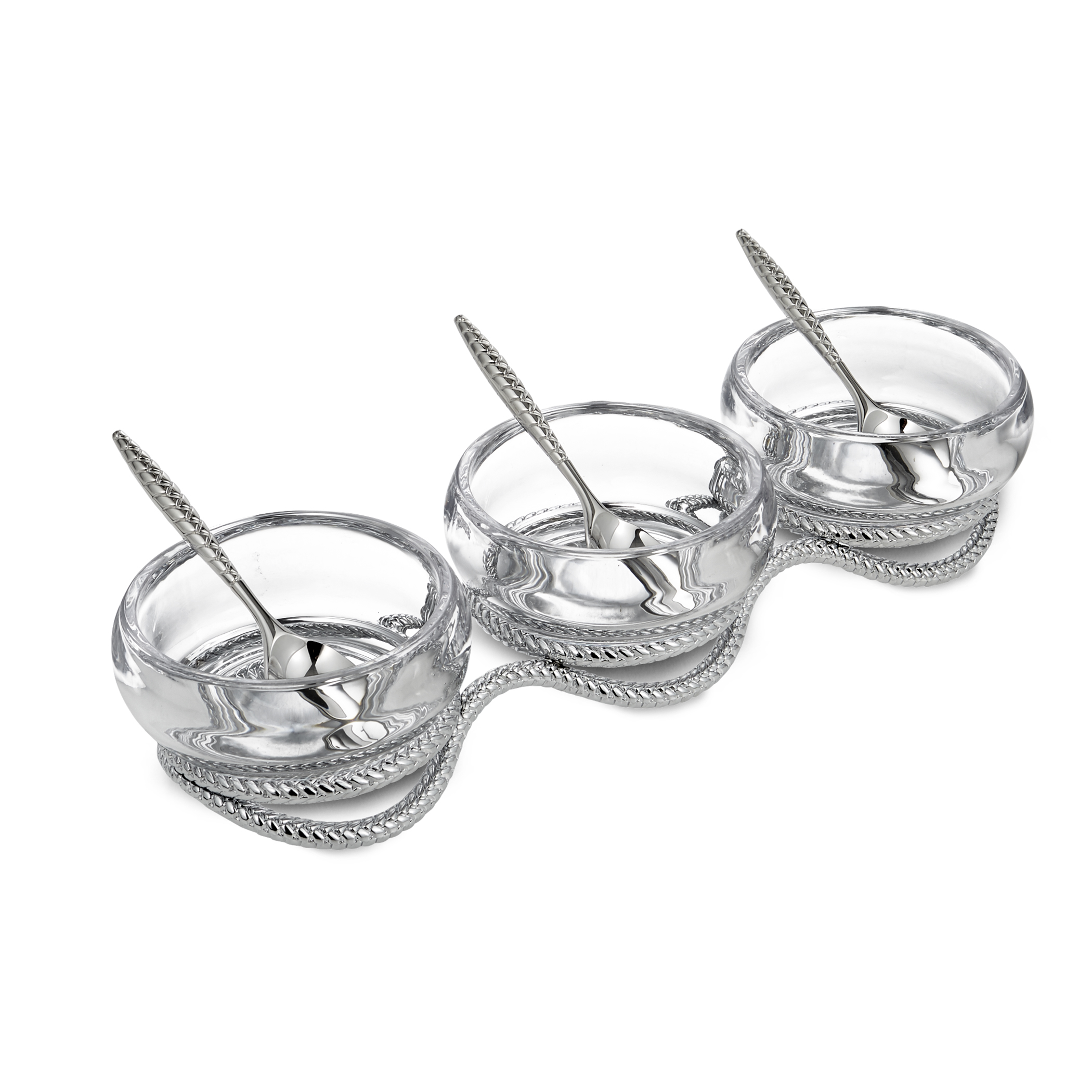 Braid Triple Condiment Set w/ Spoons image number null
