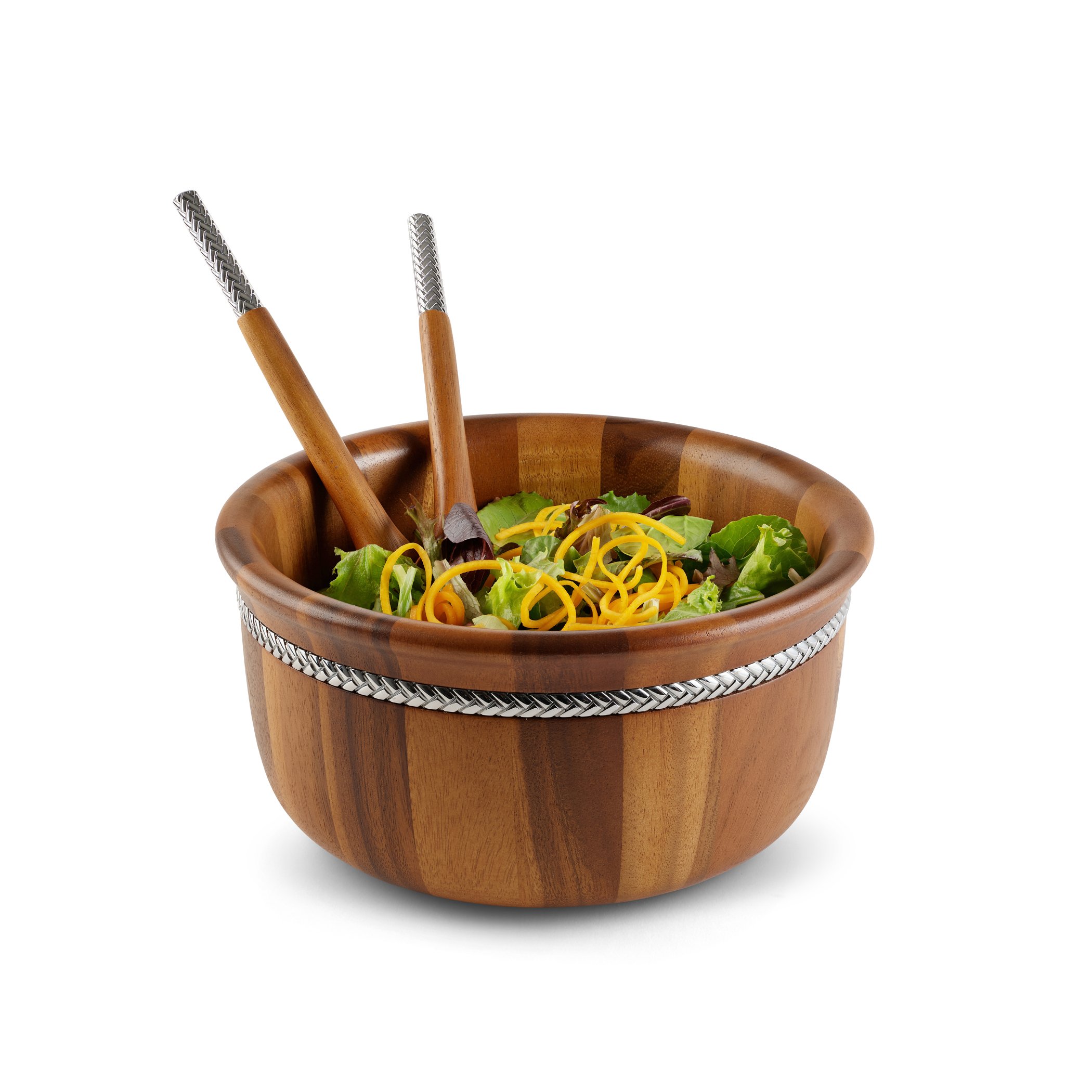 Braid Round Salad Bowl w/ Servers image number null