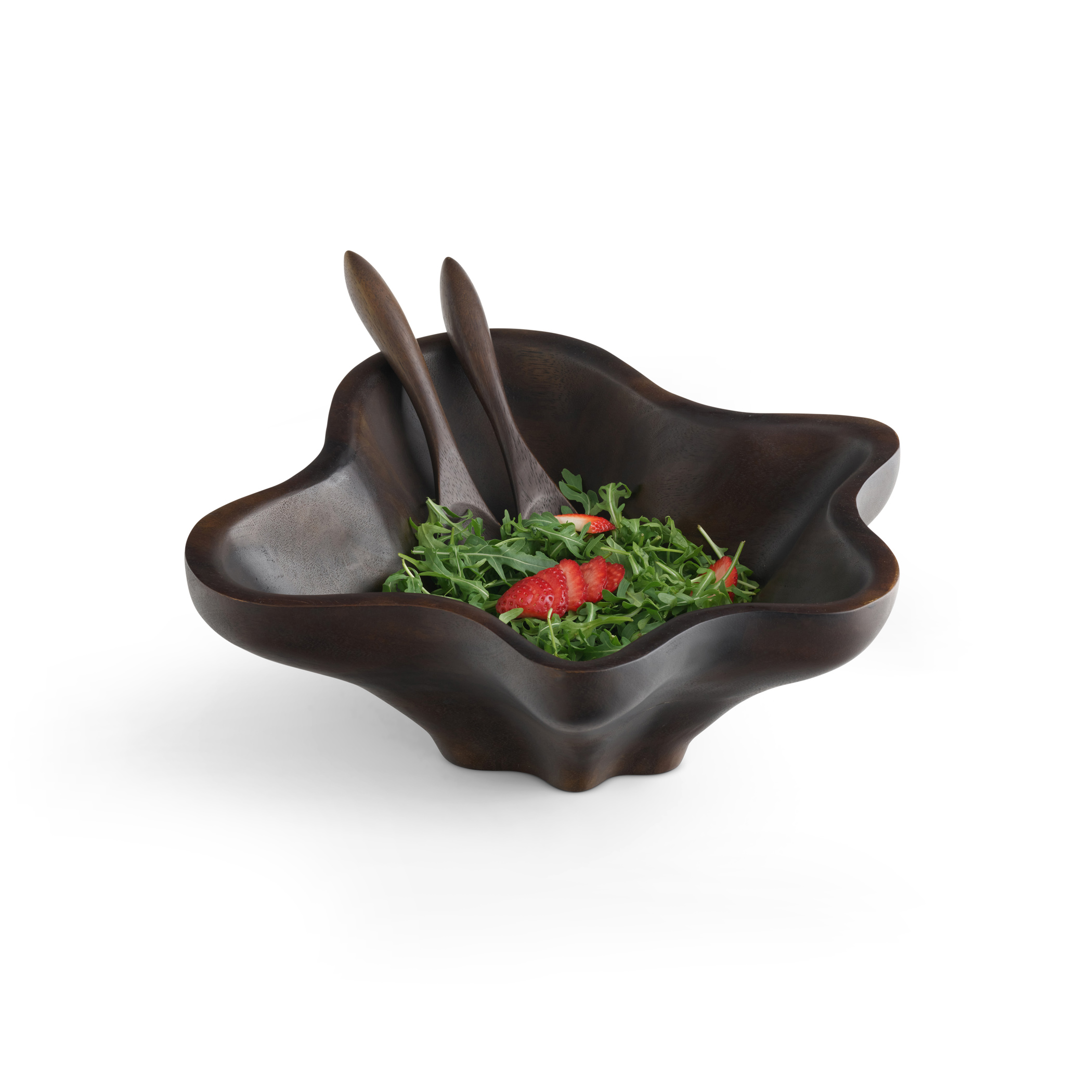 Oceana Coral Salad Bowl w/ Servers - Espresso image number null