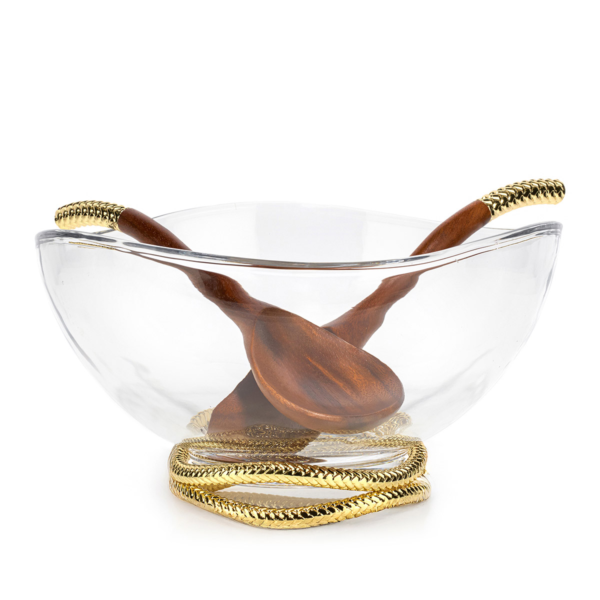 Braid Gold Glass Salad Bowl & Servers image number null