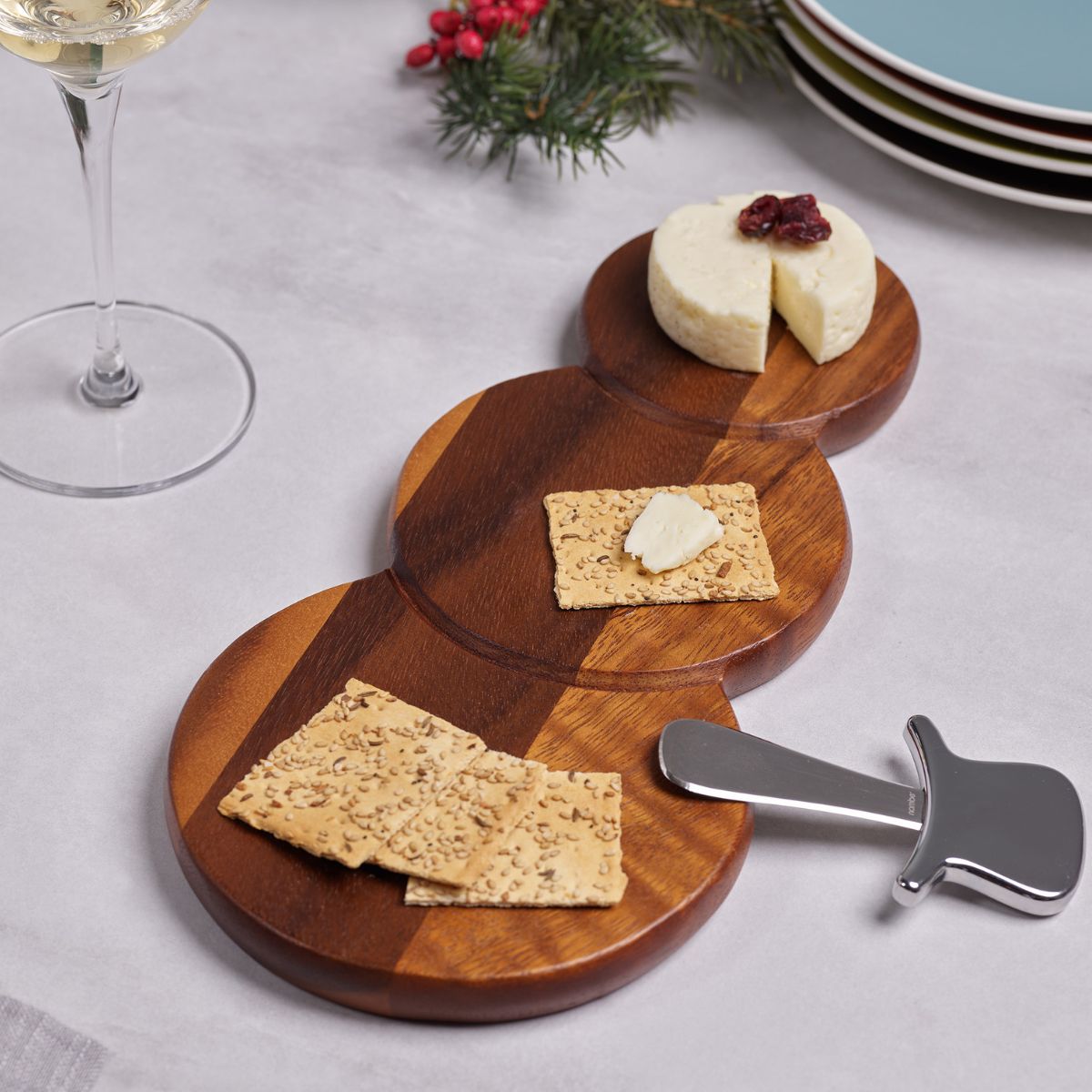 Snowman Cheese Board W/ Top Hat Spreader image number null