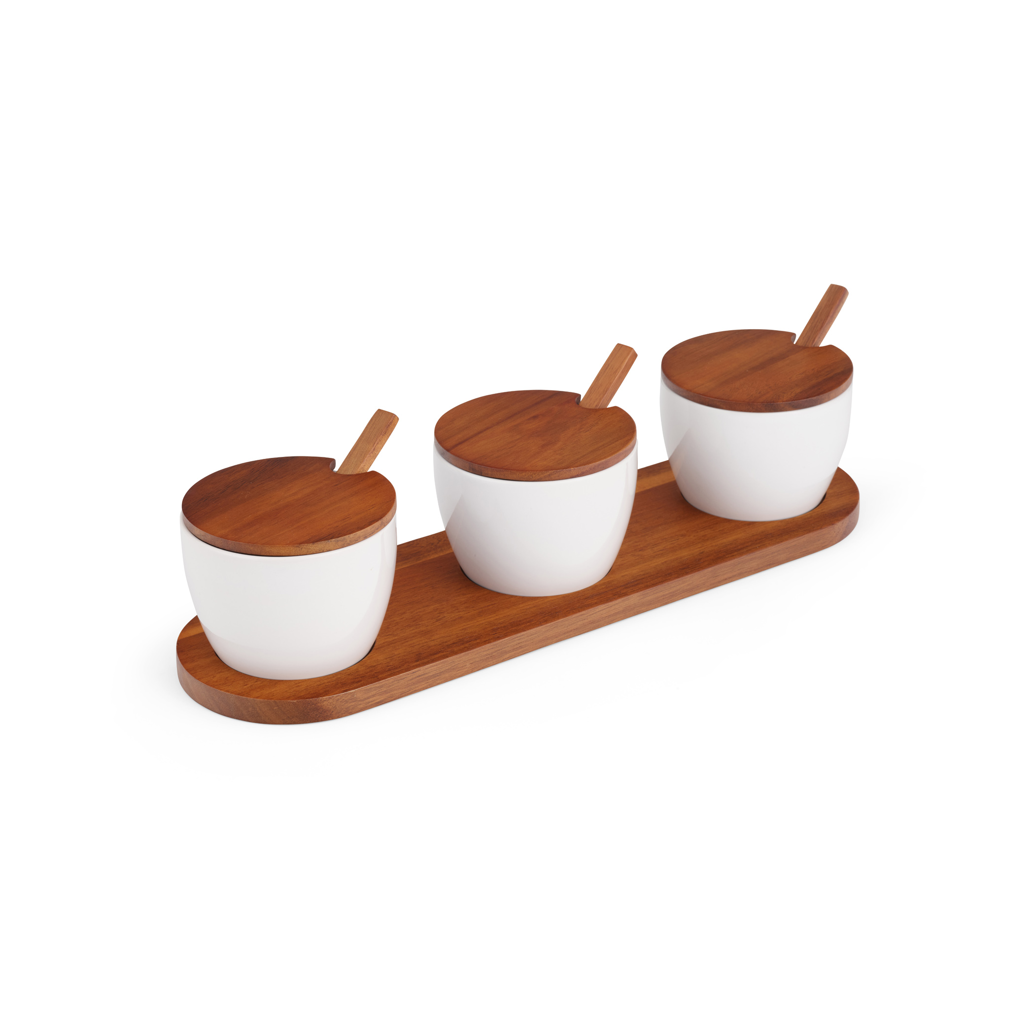 Duets Triple Condiment Server w/ Lids & Spoons image number null