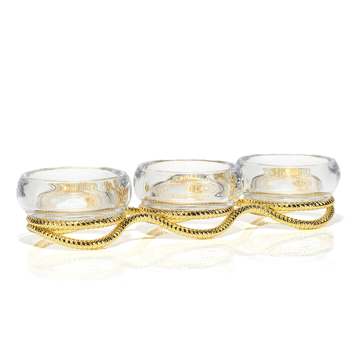 Braid Gold Glass Triple Condiment Server image number null