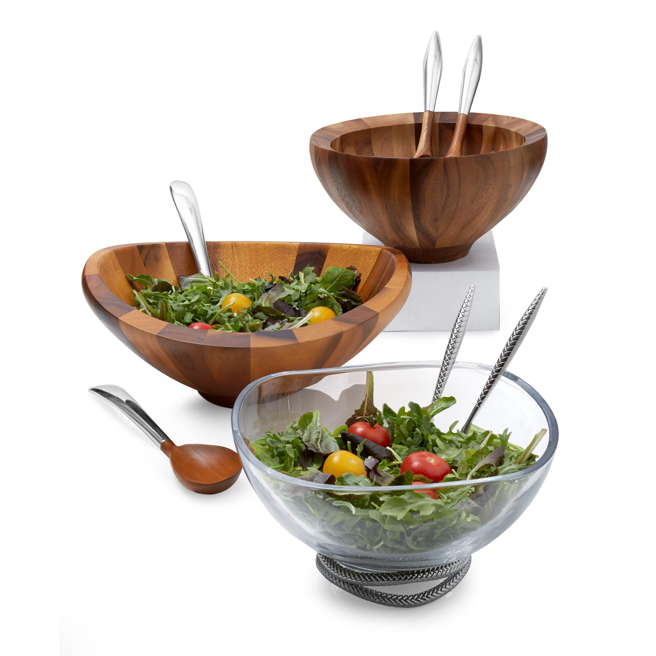 Braid Glass Salad Bowl w/ Servers image number null