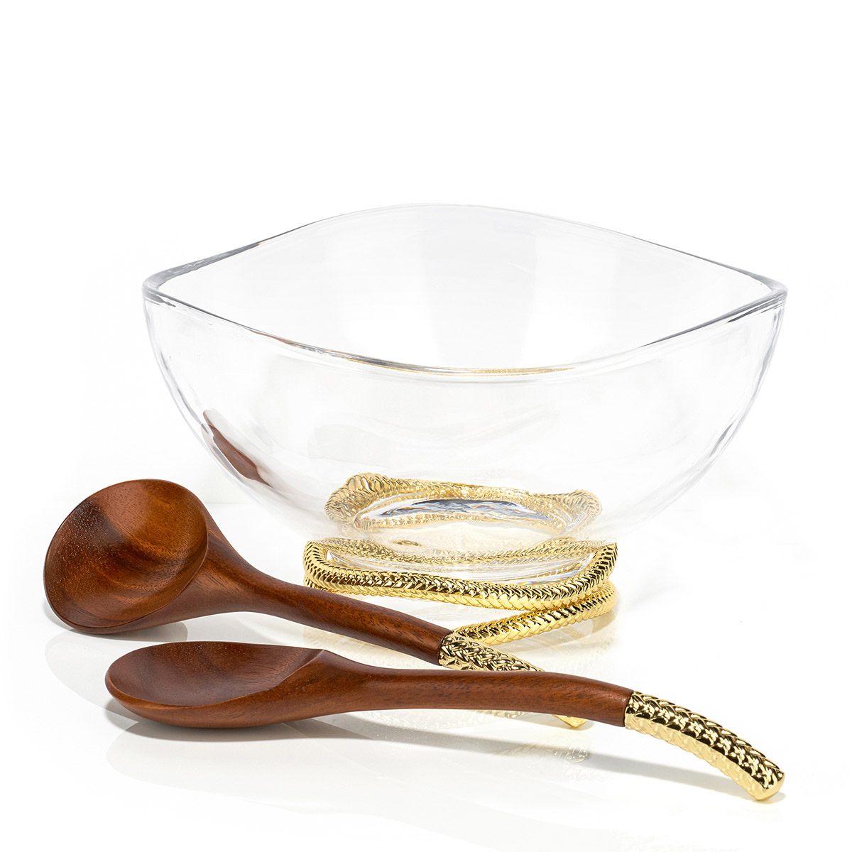 Braid Gold Glass Salad Bowl & Servers image number null