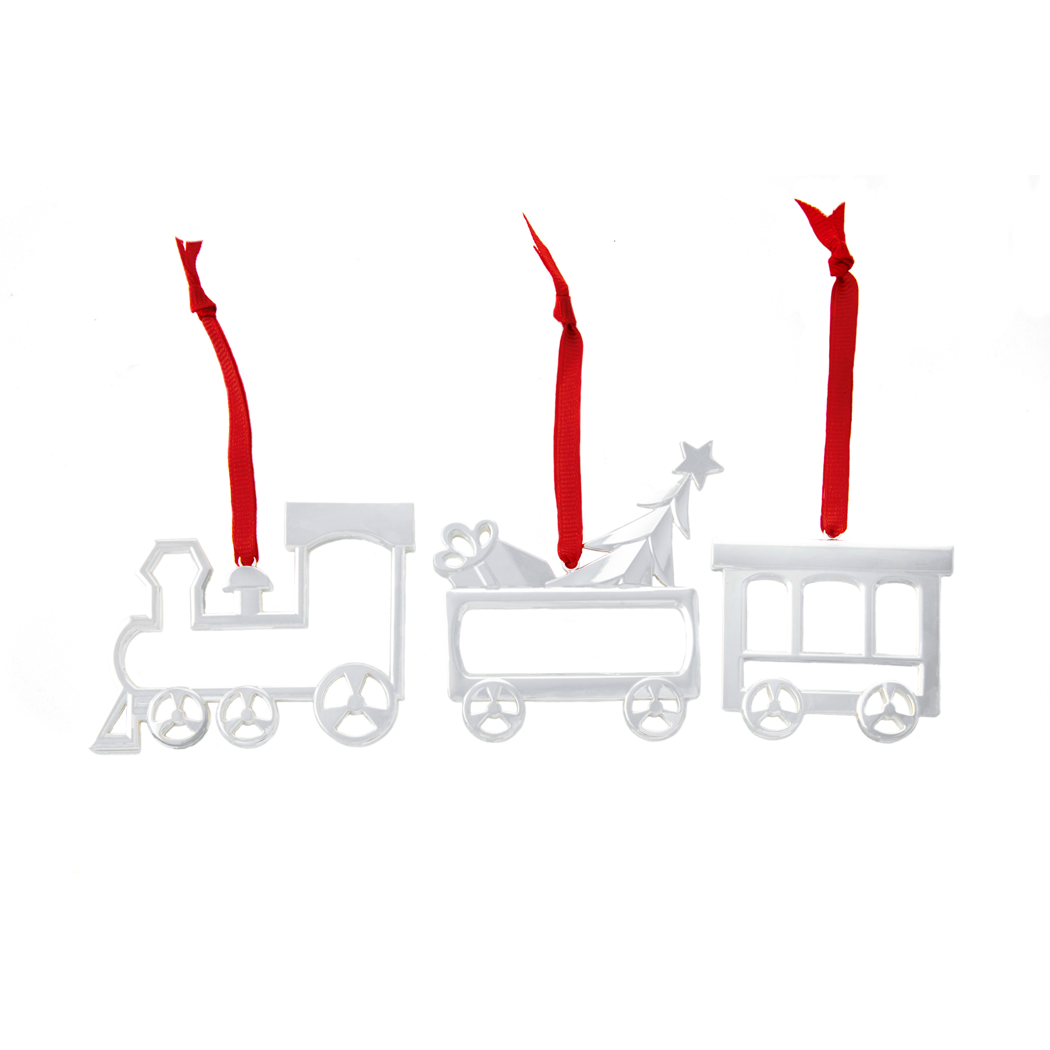 Mini Ornament Set - Train Engine, Toy Car, and Caboose (Set of 3) image number null