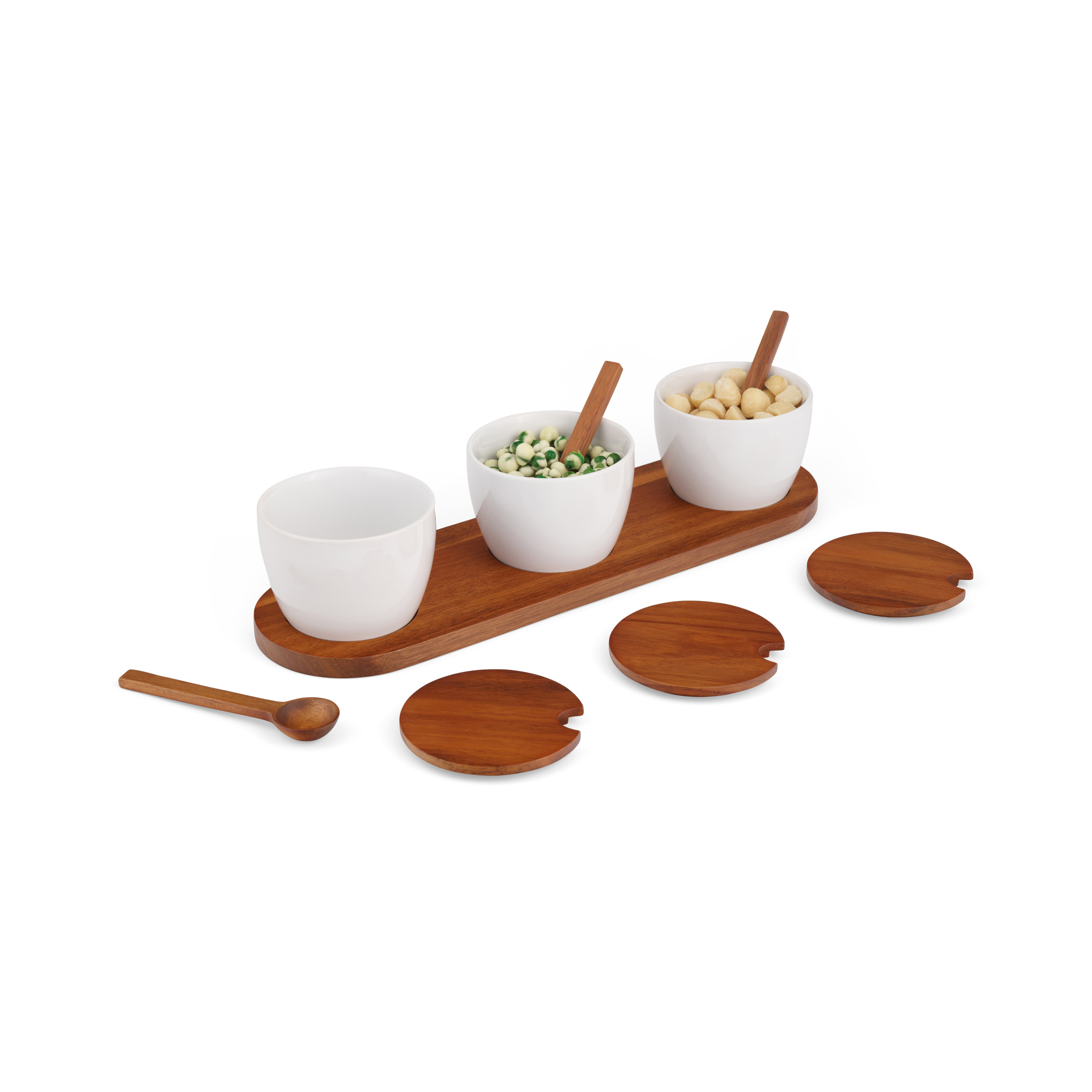 Duets Triple Condiment Server w/ Lids & Spoons image number null