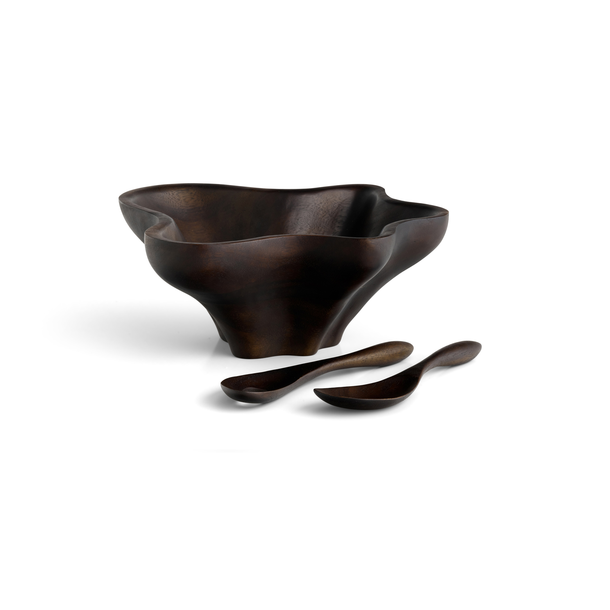 Oceana Coral Salad Bowl w/ Servers - Espresso image number null