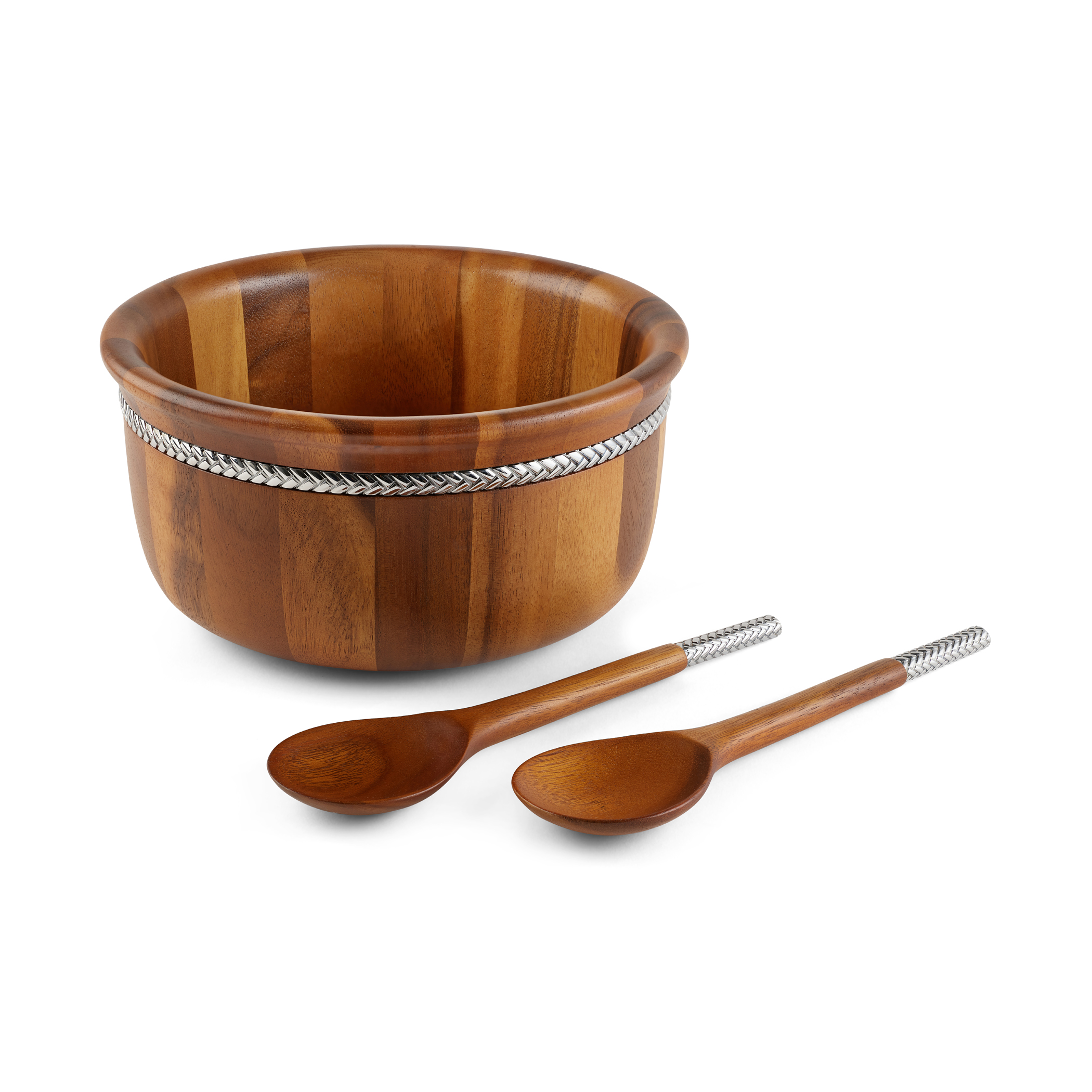 Braid Round Salad Bowl w/ Servers image number null