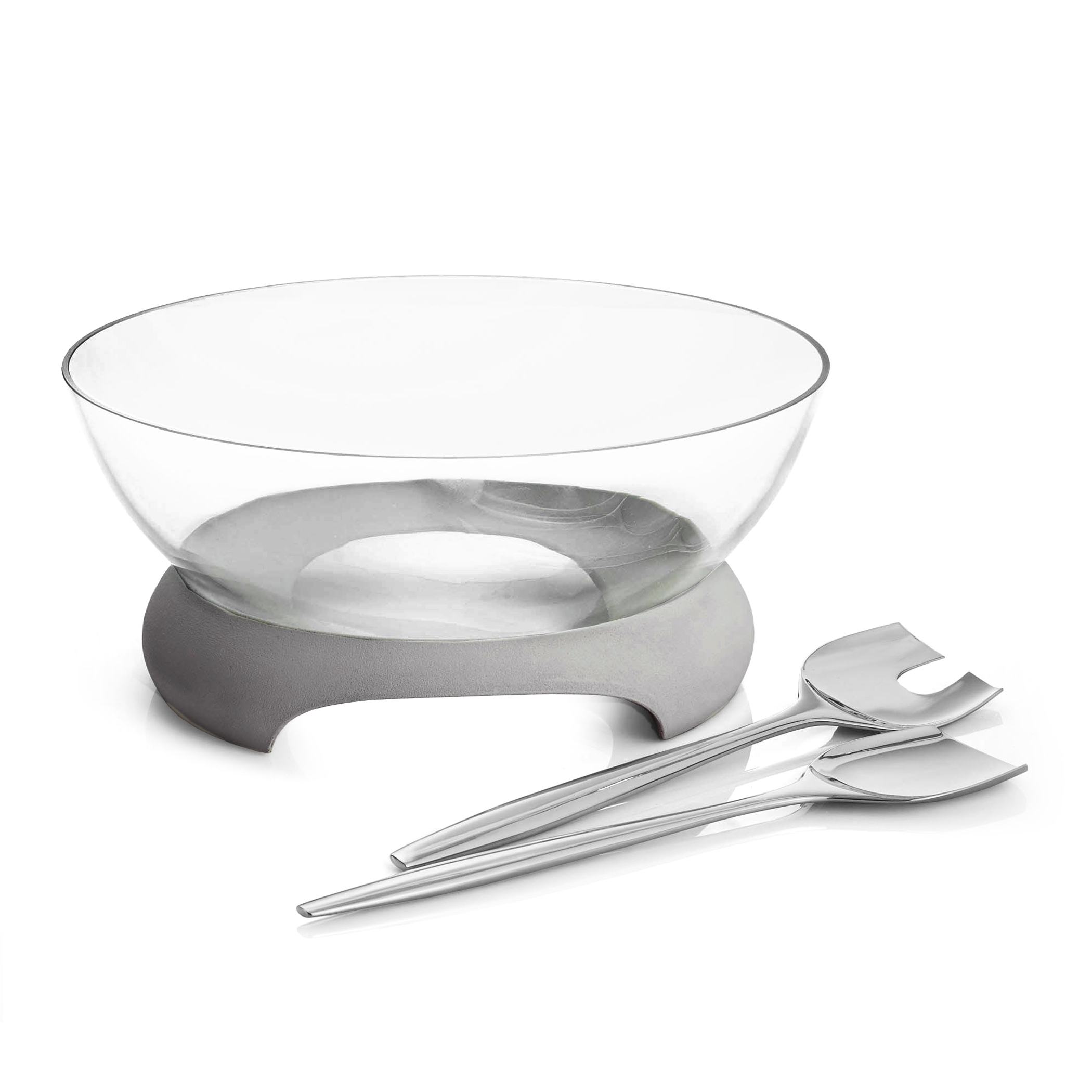 Nambé Nambé Forte Glass Salad Bowl w/ Servers