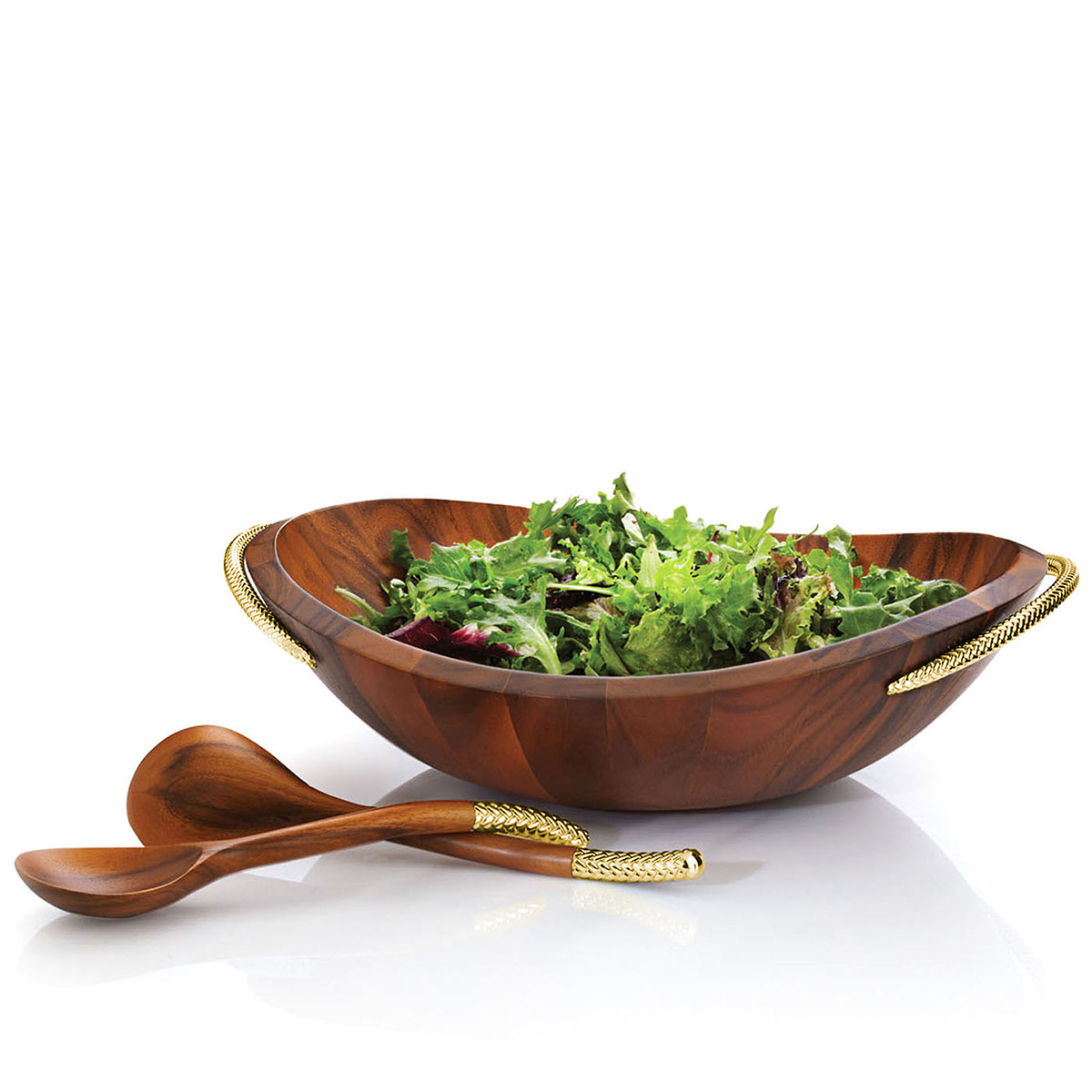 Braid Gold Salad Bowl w/Servers image number null