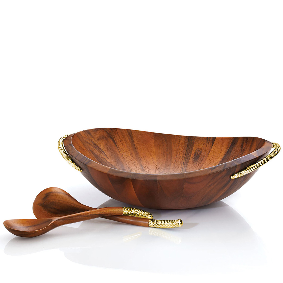 Braid Gold Salad Bowl w/Servers image number null