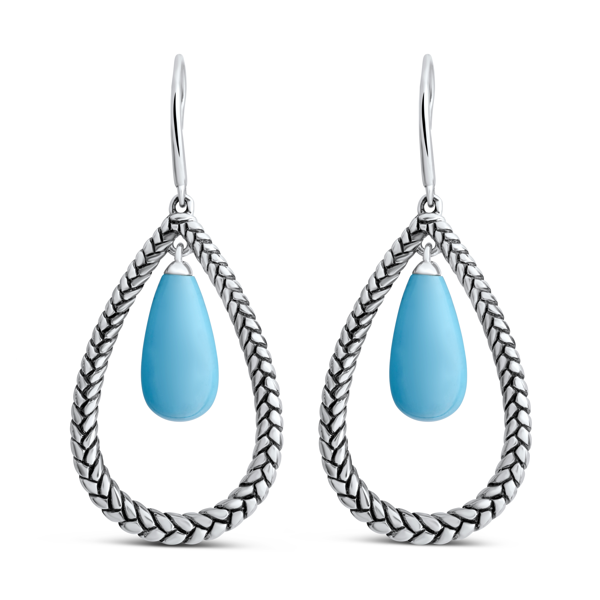 Marina Braid Silver Floating Pear Earrings image number null